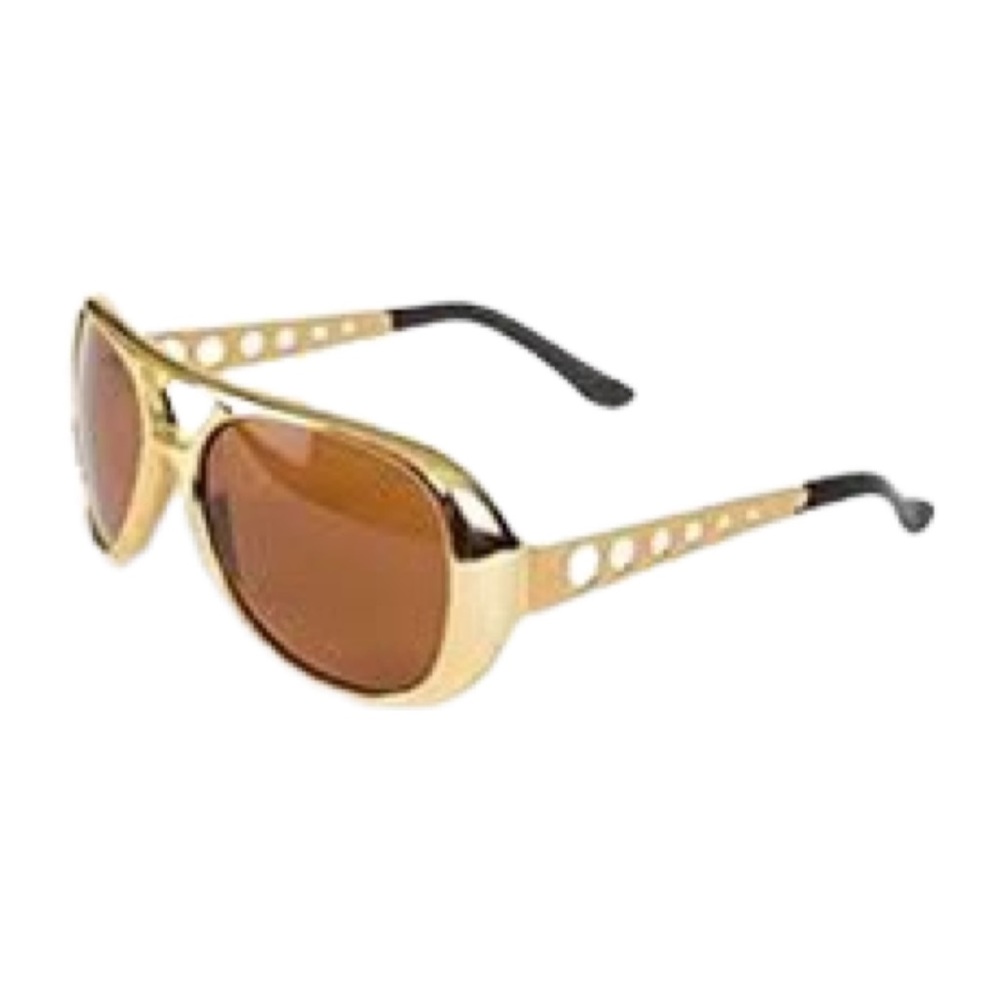 Adult Gold Elvis Aviator Sunglasses 70s Costume Cosplay Plastic/Metal NWT - Picture 5 of 6